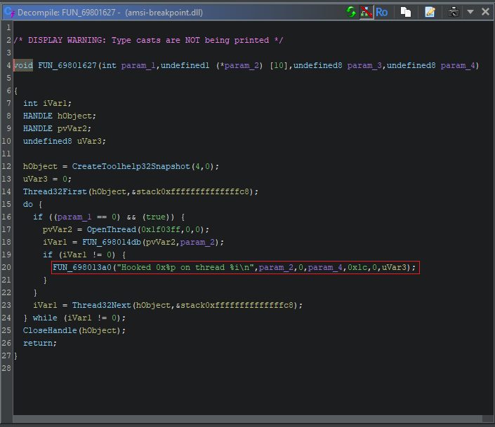 a screenshot of Ghidra showing the decompiler for FUN_69801627